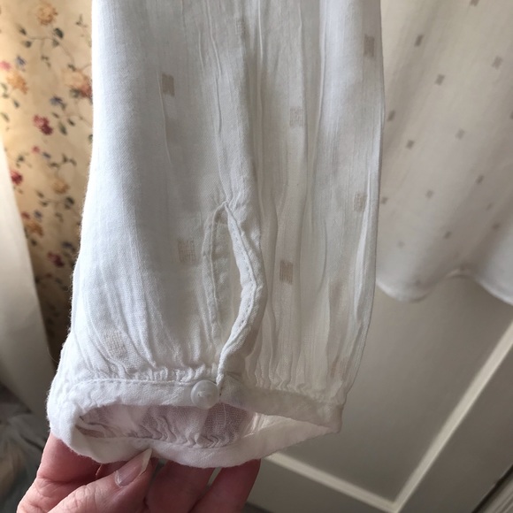 NWOT. Feminine White on White Blouse - Picture 4 of 8